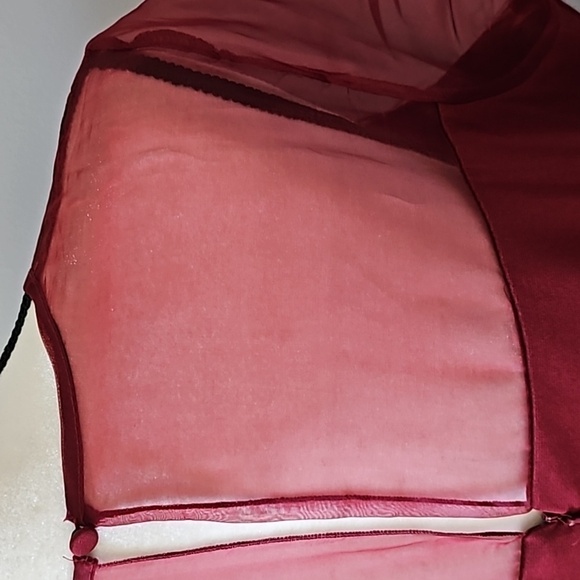 Roaman's Brick Red Short Sleeve Dress with Sheer Gauze Accents NWT - Picture 5 of 12